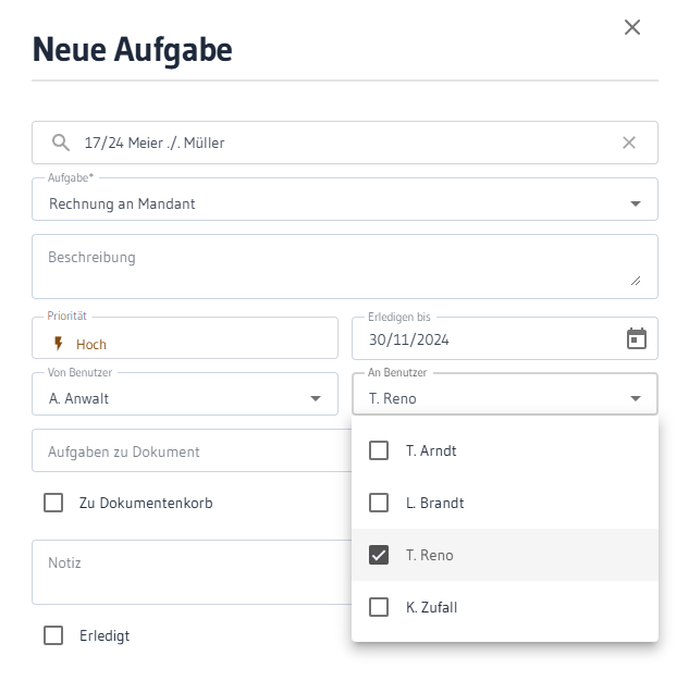 Aufgabenerwaltung für die Kanzlei