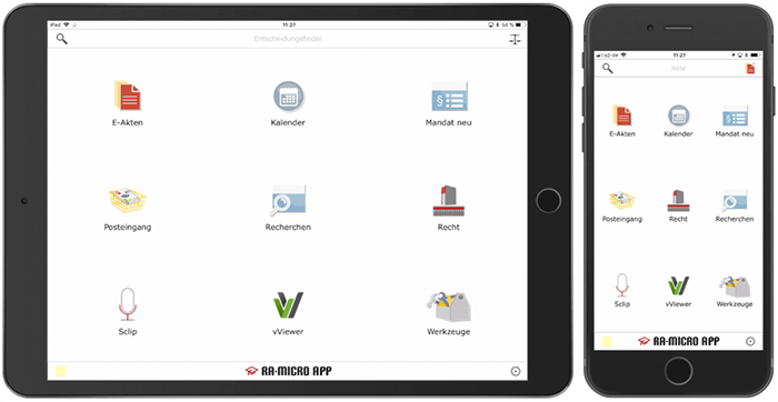 RA-MICRO App für Anwälte auf iPhone oder iPad