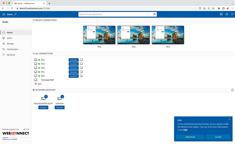 Remote Desktop Verwaltung mit WebConnect