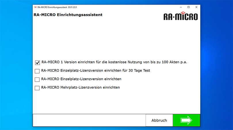 RA-MICRO 1 kostenlose Kanzleisoftware installieren