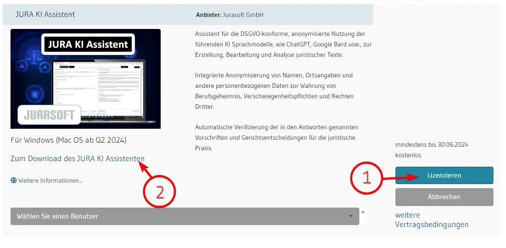 JURA KI Assistent lizenzieren und einrichten