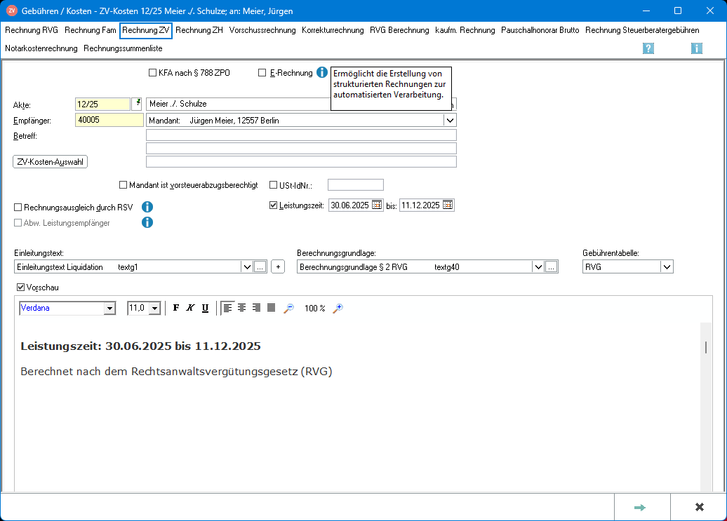 E-Rechnung Rechnung ZV1 E-Rechnung Rechnung ZV1