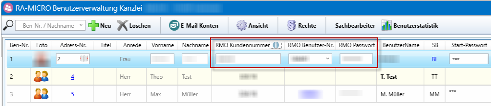 RA-MICRO Benutzerverwaltung